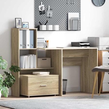 vidaXL Scrivania rovere sonoma 131.5 x 50 x 106.5 cm Legno multistrato