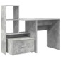 vidaXL Scrivania con cassetto con lo scaffale Grigio cemento 131.5 x 50 x 106.5 cm