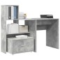 vidaXL Scrivania con cassetto con lo scaffale Grigio cemento 131.5 x 50 x 106.5 cm