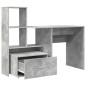 vidaXL Scrivania con cassetto con lo scaffale Grigio cemento 131.5 x 50 x 106.5 cm