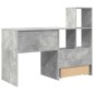 vidaXL Scrivania con cassetto con lo scaffale Grigio cemento 131.5 x 50 x 106.5 cm