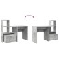 vidaXL Scrivania con cassetto con lo scaffale Grigio cemento 131.5 x 50 x 106.5 cm