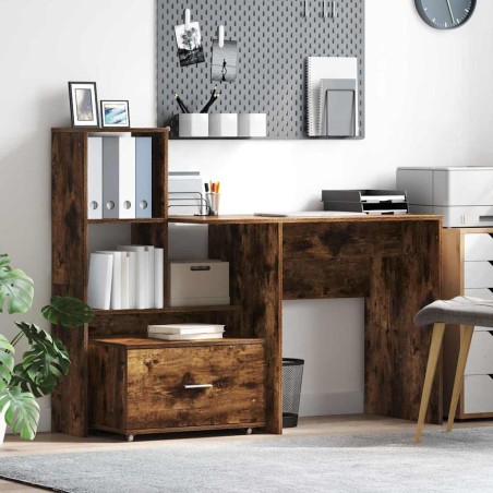 vidaXL Scrivania Rovere fumo 131.5 x 50 x 106.5 cm Legno multistrato