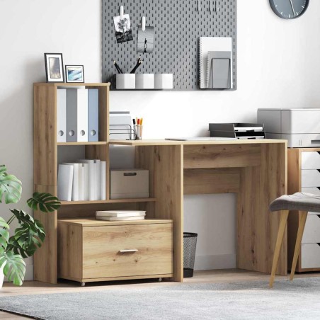 vidaXL Scrivania con cassetto rovere artigianale 131.5 x 50 x 106.5 cm