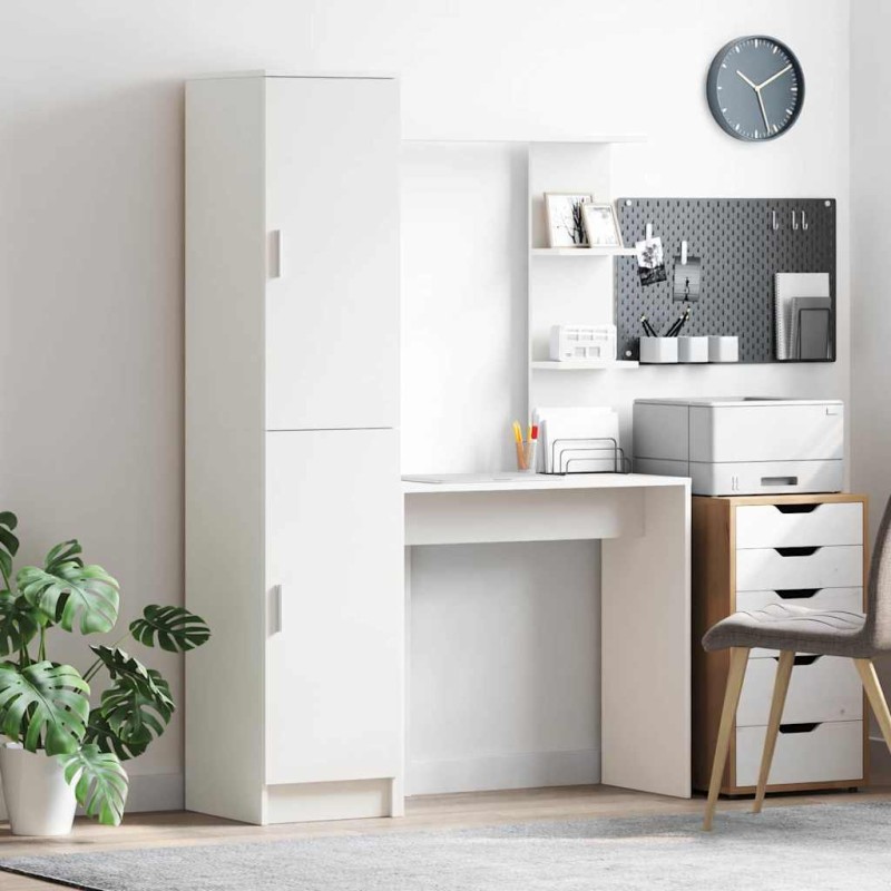 vidaXL Scrivania con Spazio di Archiviazione Bianco Legno Ingegnerizzato