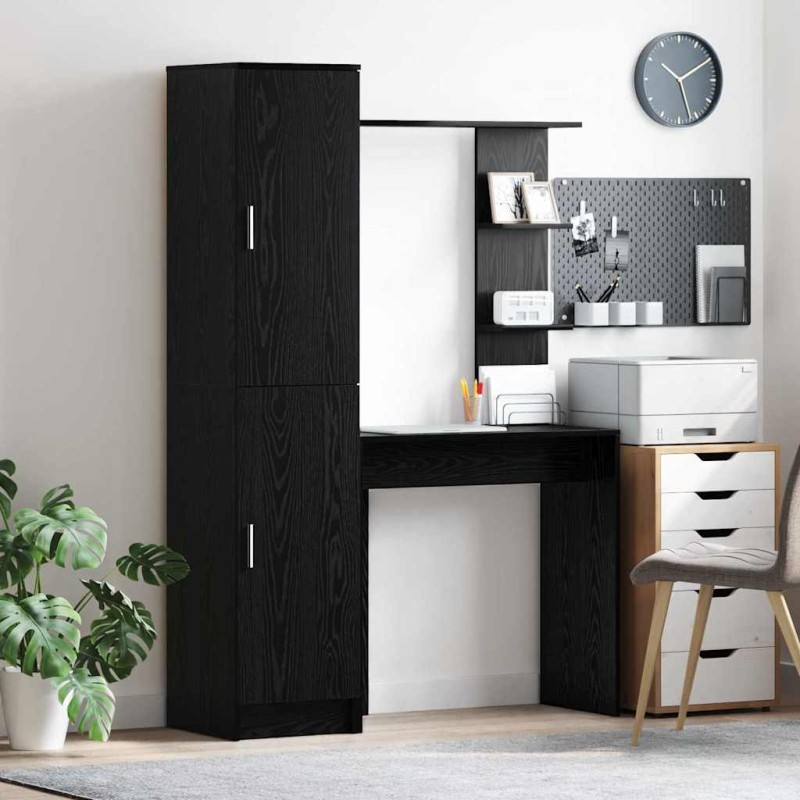 vidaXL Scrivania con spazio di archiviazione rovere nero legno ingegnerizzato