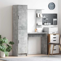 vidaXL Scrivania con Storage Grigio Cemento Legno Ingegnerizzato