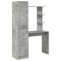 vidaXL Scrivania con Storage Grigio Cemento Legno Ingegnerizzato