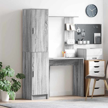 vidaXL Scrivania con stoccaggio Grigio Sonoma Legno ingegnerizzato
