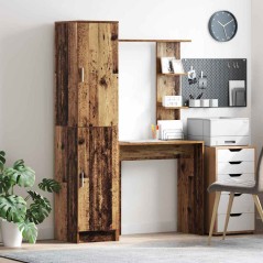 vidaXL Scrivania con spazio di archiviazione in legno antico e legno ingegnerizzato