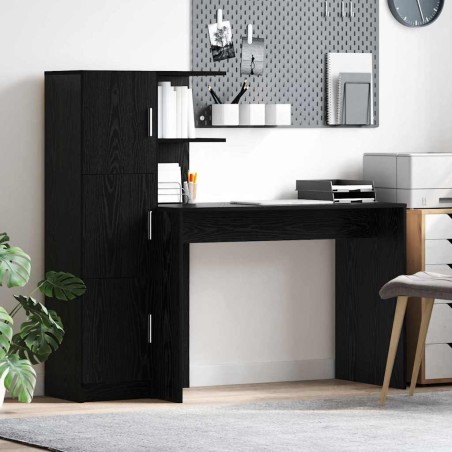 vidaXL Scrivania con spazio di archiviazione Rovere Nero Legno Ingegnerizzato