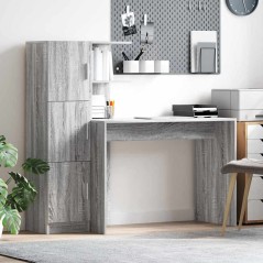 vidaXL Scrivania con Spazio di Archiviazione Grigio Sonoma Legno Ingegnerizzato