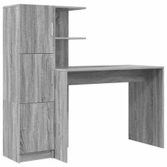 vidaXL Scrivania con Spazio di Archiviazione Grigio Sonoma Legno Ingegnerizzato