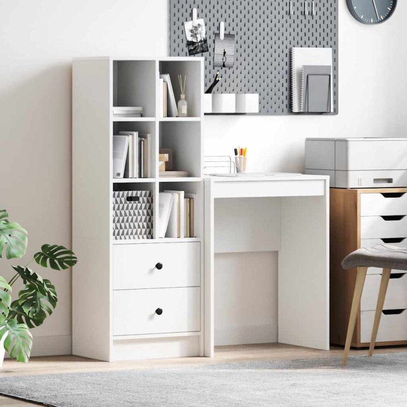 vidaXL Scrivania con Storage Bianca in Legno Ingegnerizzato