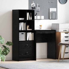 vidaXL Scrivania con spazio di archiviazione in rovere nero legno ingegnerizzato