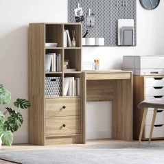 vidaXL Scrivania con spazio di stoccaggio in rovere Sonoma e legno ingegnerizzato