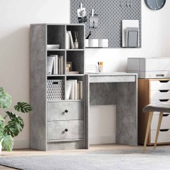vidaXL Scrivania con Archiviazione Grigio Cemento Legno Ingegnerizzato