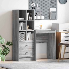 vidaXL Scrivania con storage Grey Sonoma Legno ingegnerizzato