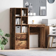 vidaXL Scrivania con spazio di archiviazione Legno vecchio Legno ingegnerizzato