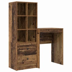 vidaXL Scrivania con spazio di archiviazione Legno vecchio Legno ingegnerizzato