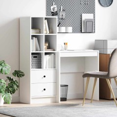 vidaXL Scrivania con archiviazione in legno ingegnerizzato bianco