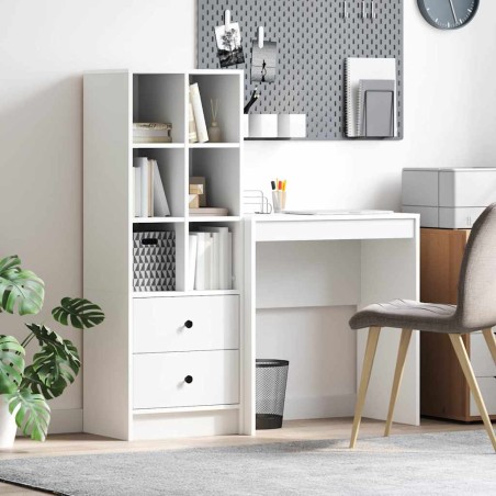 vidaXL Scrivania con archiviazione in legno ingegnerizzato bianco