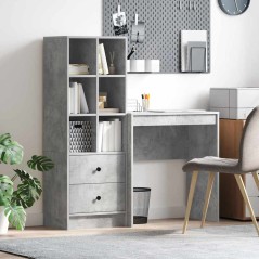 vidaXL Scrivania con Stoccaggio Grigio Cemento