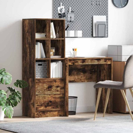 vidaXL Scrivania con spazio di archiviazione rovere affumicato legno ingegnerizzato