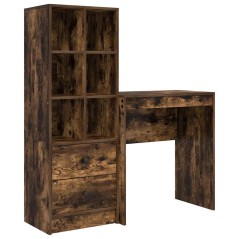 vidaXL Scrivania con spazio di archiviazione rovere affumicato legno ingegnerizzato