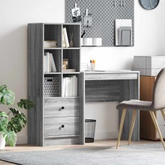 vidaXL Scrivania con Storage Grigio Sonoma Legno Ingegnerizzato