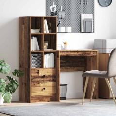 vidaXL Scrivania con spazio di archiviazione Legno Vecchio Legno ingegnerizzato