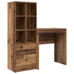 vidaXL Scrivania con spazio di archiviazione Legno Vecchio Legno ingegnerizzato