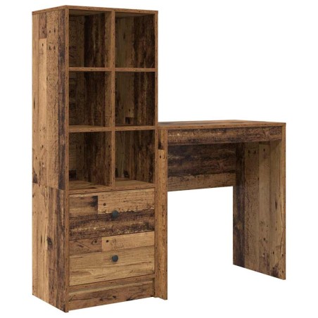 vidaXL Scrivania con spazio di archiviazione Legno Vecchio Legno ingegnerizzato