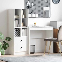 vidaXL Scrivania con Storage Bianca Legno Ingegnerizzato