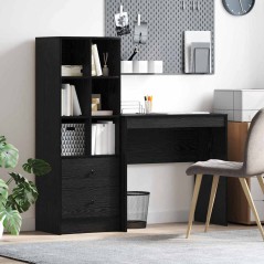 vidaXL Scrivania con Storage Faggio Nero Legno Ingegnerizzato