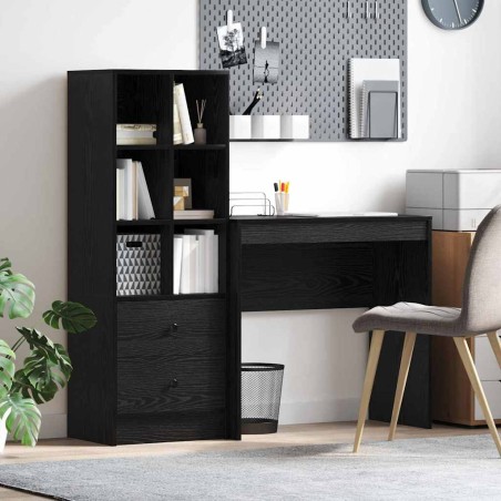 vidaXL Scrivania con Storage Faggio Nero Legno Ingegnerizzato