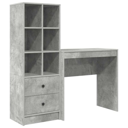 vidaXL Scrivania con spazio di archiviazione in legno ingegnerizzato grigio cemento