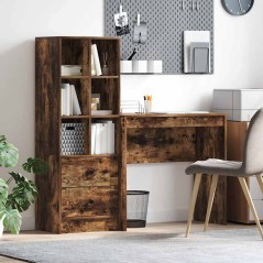 vidaXL Scrivania con storage rovere affumicato legno ingegnerizzato