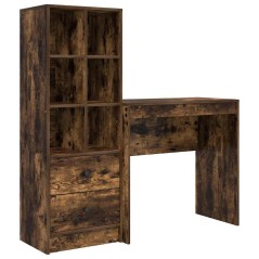 vidaXL Scrivania con storage rovere affumicato legno ingegnerizzato