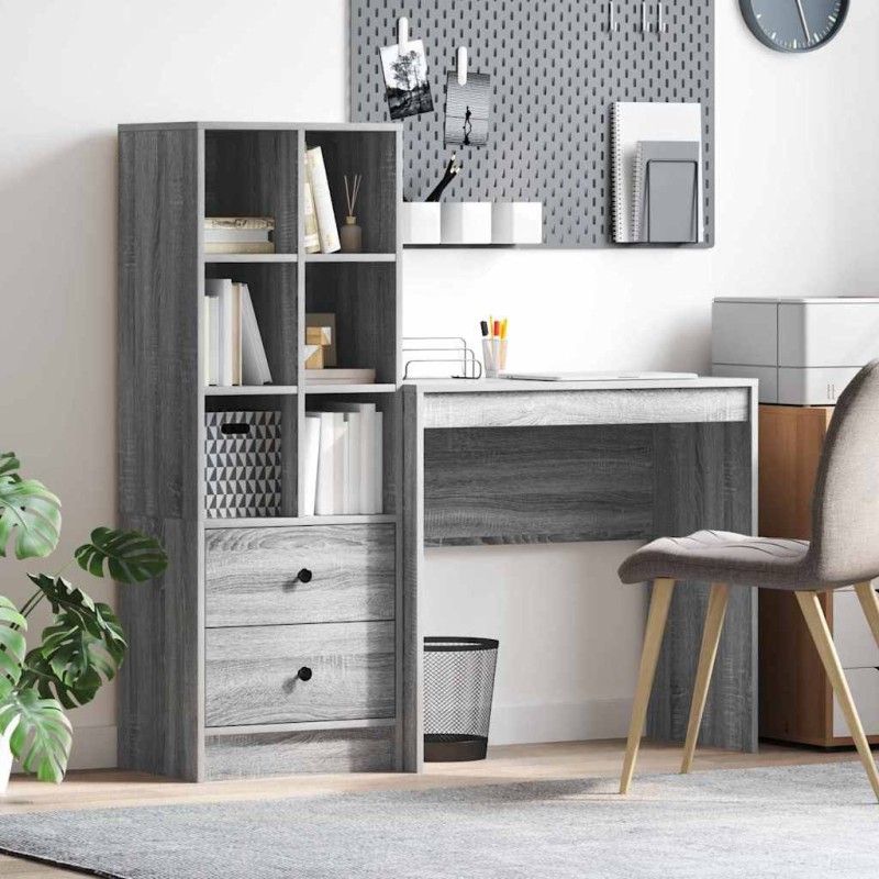 vidaXL Scrivania con Storage Grigio Sonoma Legno Ingegnerizzato