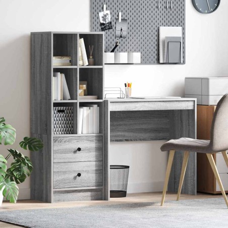 vidaXL Scrivania con Storage Grigio Sonoma Legno Ingegnerizzato