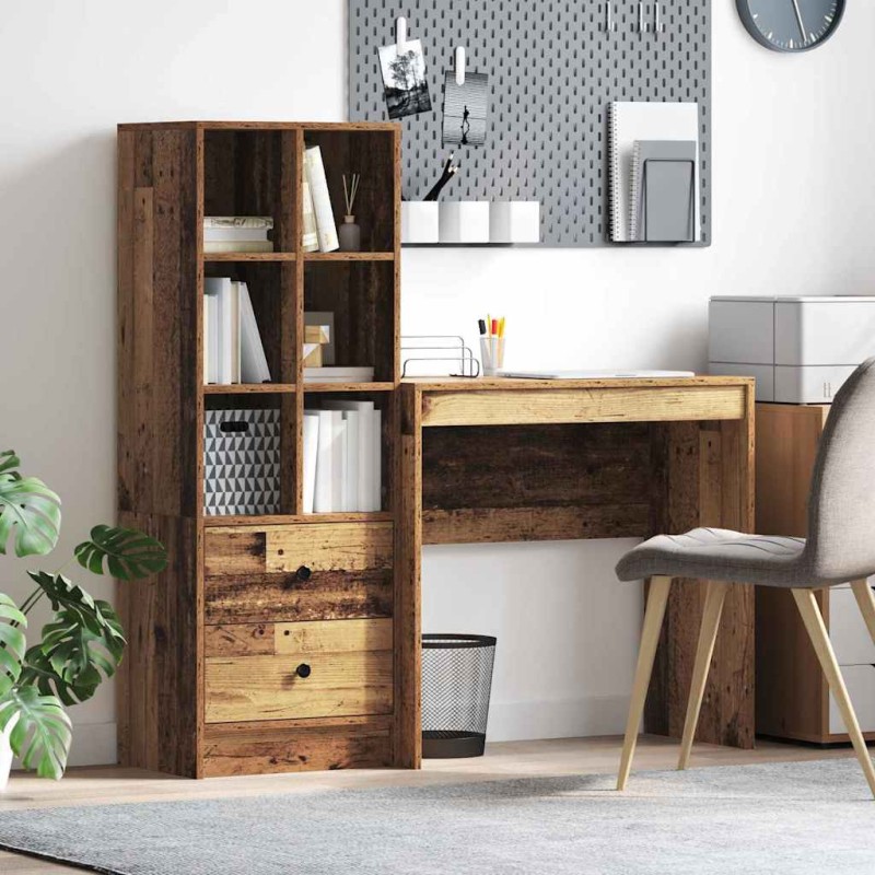 vidaXL Scrivania con stoccaggio Legno riciclato Legno ingegnerizzato