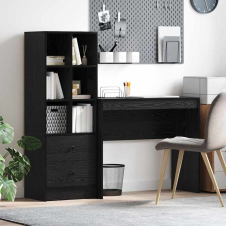vidaXL Scrivania con Storage Rovere Nero Legno Ingegnerizzato