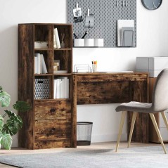 vidaXL Scrivania con Stoccaggio Rovere Affumicato Legno Ingegnerizzato
