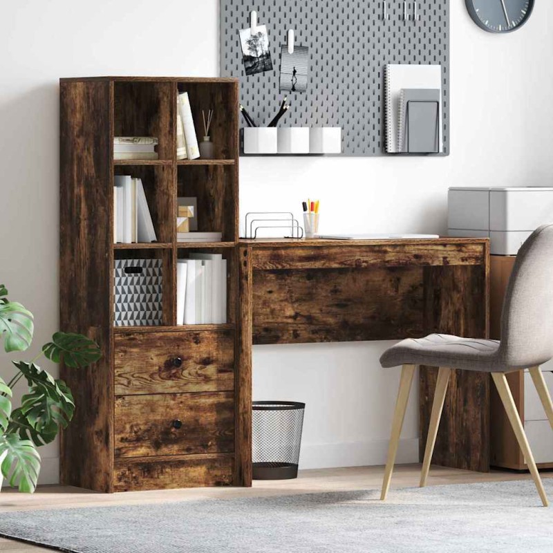 vidaXL Scrivania con Stoccaggio Rovere Affumicato Legno Ingegnerizzato