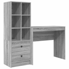 vidaXL Scrivania con Storage Grigio Sonoma Legno Ingegnerizzato
