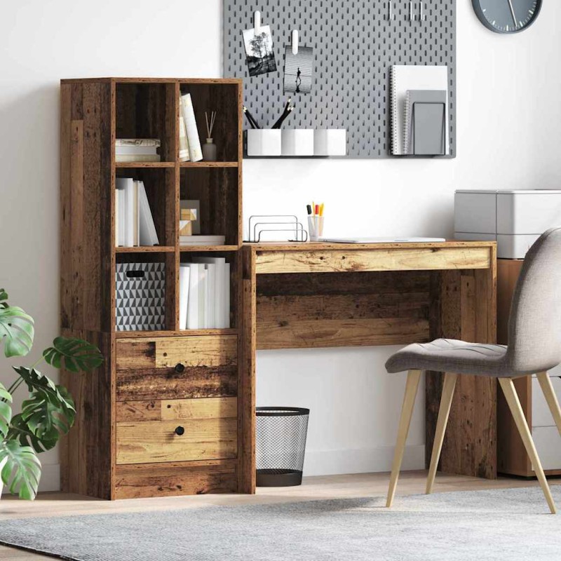vidaXL Scrivania con Stoccaggio Legno Vecchio Legno Ingegnerizzato