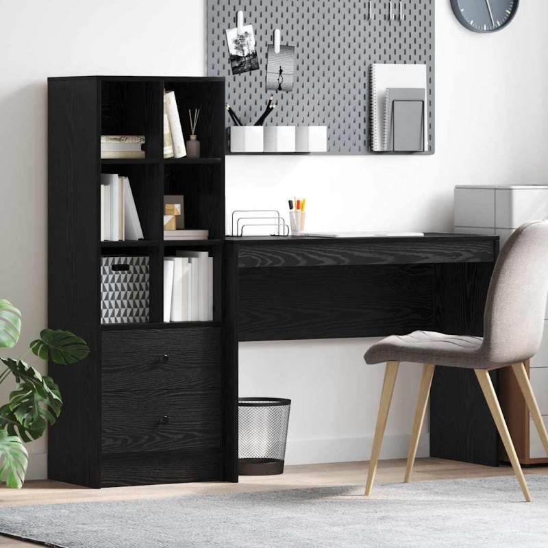 vidaXL Scrivania con stoccaggio Quercia nera Legno ingegnerizzato