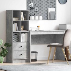 vidaXL Scrivania con spazio di archiviazione in grigio cemento legno ingegnerizzato