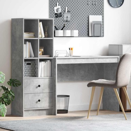 vidaXL Scrivania con spazio di archiviazione in grigio cemento legno ingegnerizzato